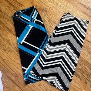 Y2K Size XL Geometric Black and Blue Maxi Skirt